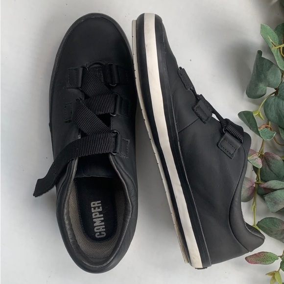 Camper Leather Criss Cross Lace Up Velcro Sneakers - Picture 2 of 10